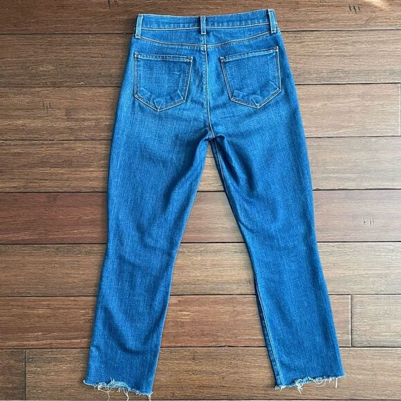 L'AGENCE Sada High Rise Crop Slim Jeans in York Destruct Size 25 - Picture 3 of 12